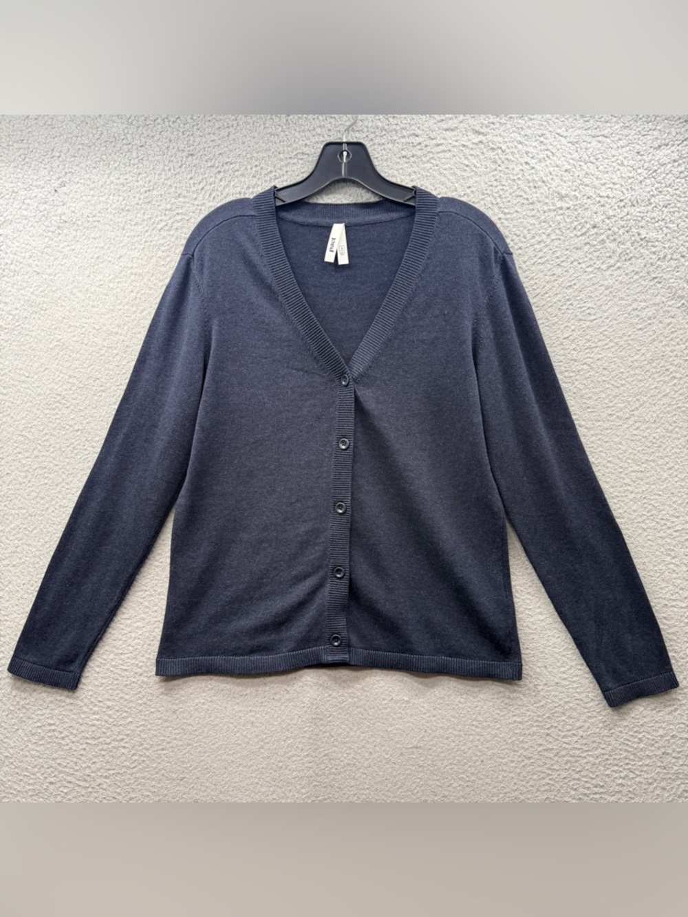 Pact Women's 100% Organic Cotton Button Up Cardigan Blue Gray Long Sleeve Size S